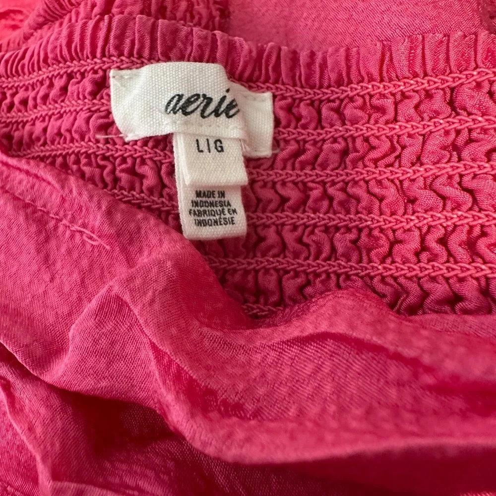 Aerie Mini Skirt Pink Women's L Viscose Ruched Drawstring